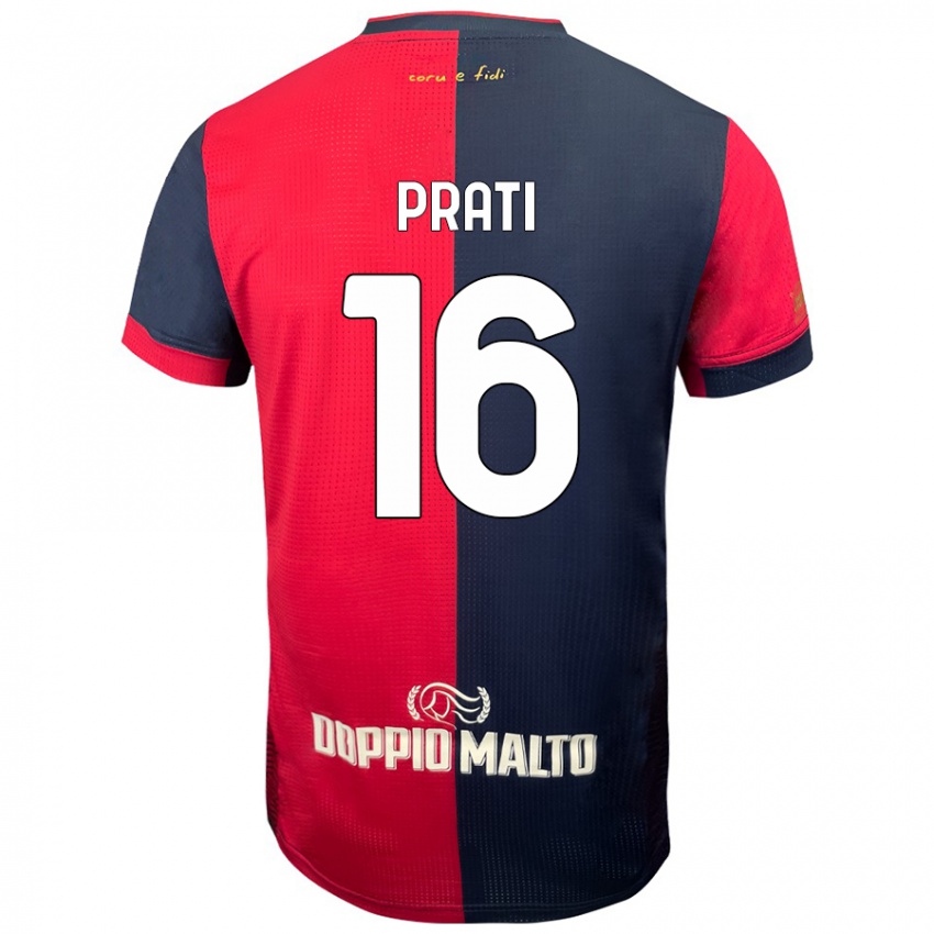 Criança Camisola Matteo Prati #16 Azul Vermelho Escuro Principal 2024/25 Camisa