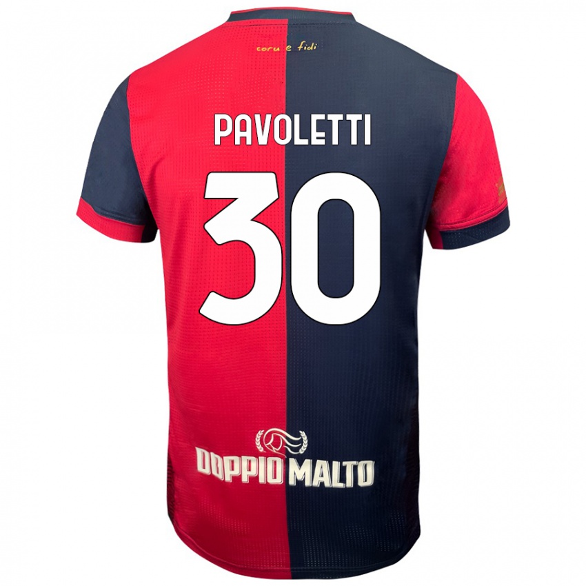 Criança Camisola Leonardo Pavoletti #30 Azul Vermelho Escuro Principal 2024/25 Camisa