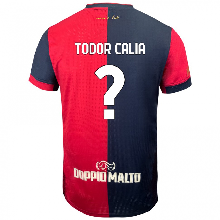 Criança Camisola Francesco Todor Calia #0 Azul Vermelho Escuro Principal 2024/25 Camisa