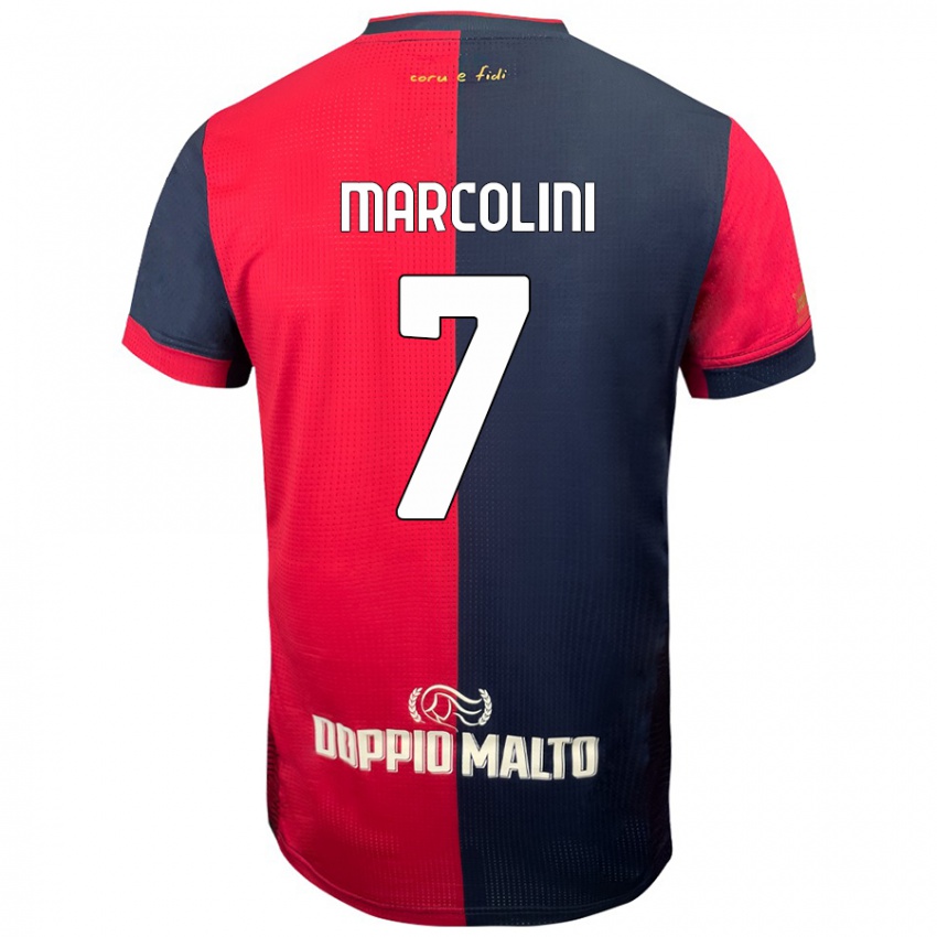 Criança Camisola Diego Marcolini #7 Azul Vermelho Escuro Principal 2024/25 Camisa