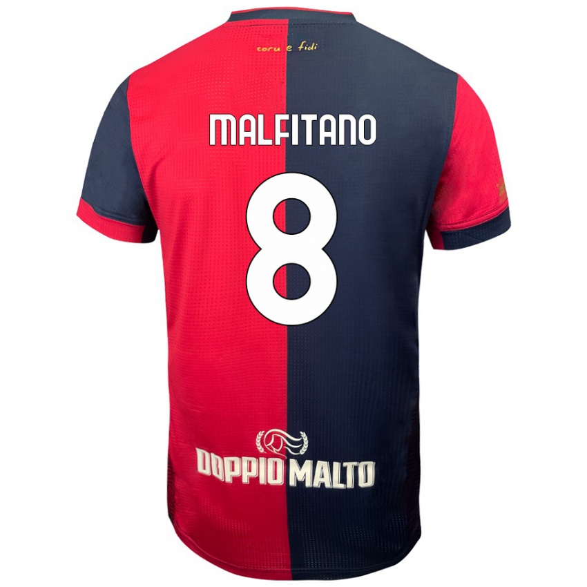 Criança Camisola Roberto Malfitano #8 Azul Vermelho Escuro Principal 2024/25 Camisa