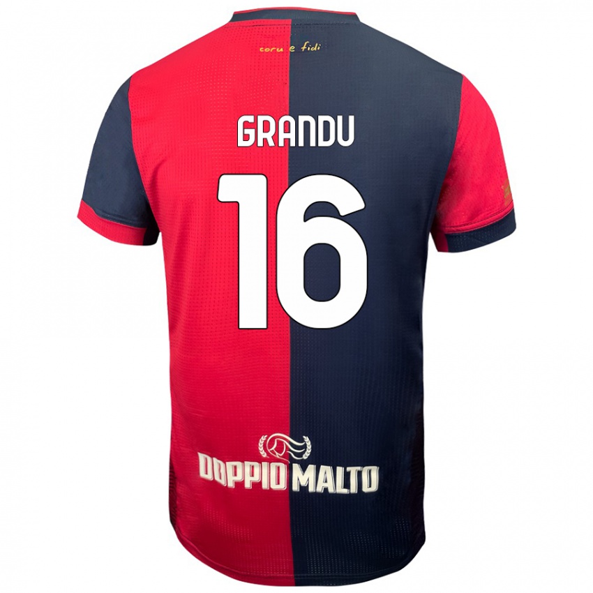 Criança Camisola Nicola Grandu #16 Azul Vermelho Escuro Principal 2024/25 Camisa