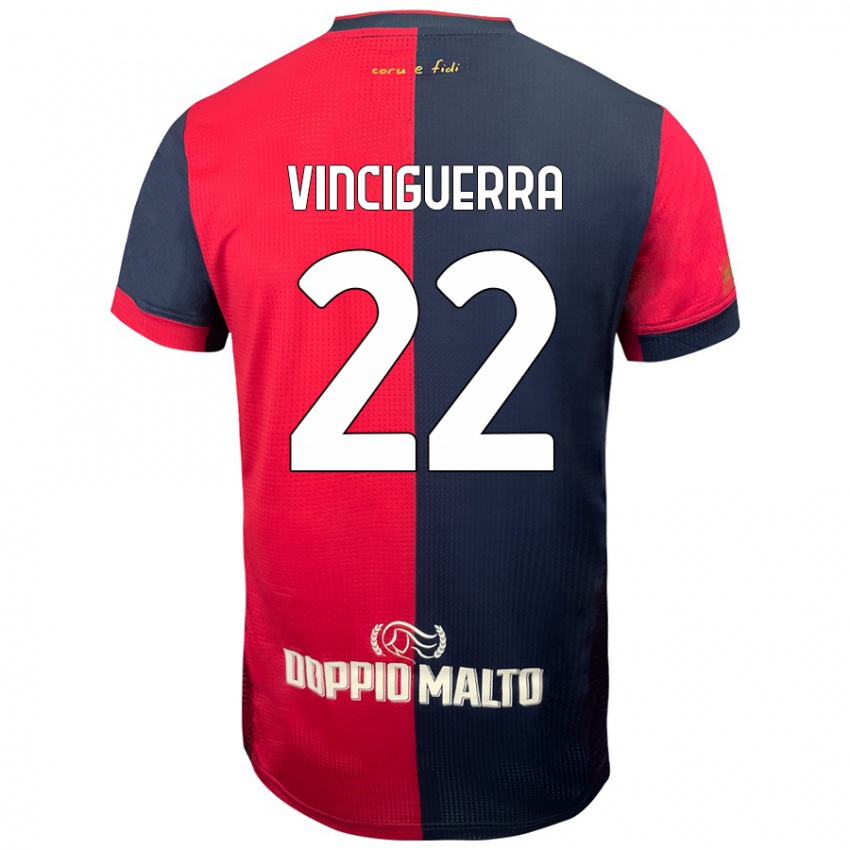 Criança Camisola Alessandro Vinciguerra #22 Azul Vermelho Escuro Principal 2024/25 Camisa