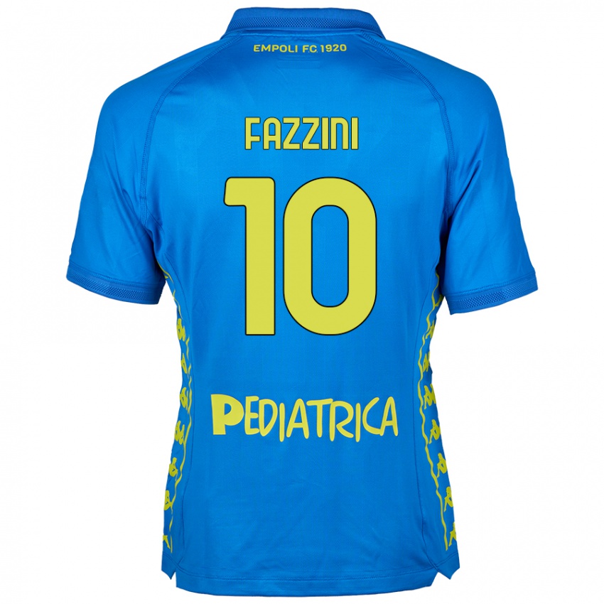 Criança Camisola Jacopo Fazzini #10 Azul Principal 2024/25 Camisa