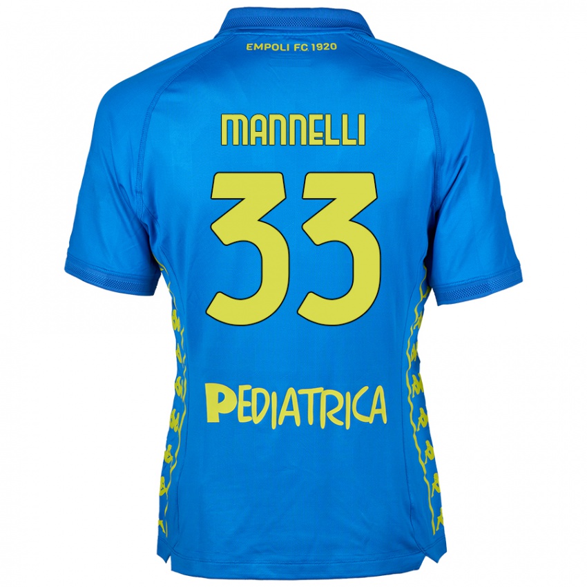 Criança Camisola Matteo Mannelli #33 Azul Principal 2024/25 Camisa