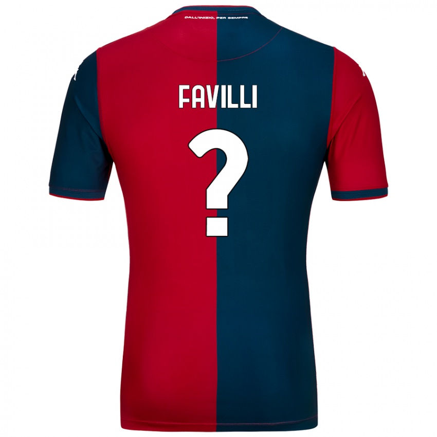 Criança Camisola Andrea Favilli #0 Azul Escuro Vermelho Principal 2024/25 Camisa