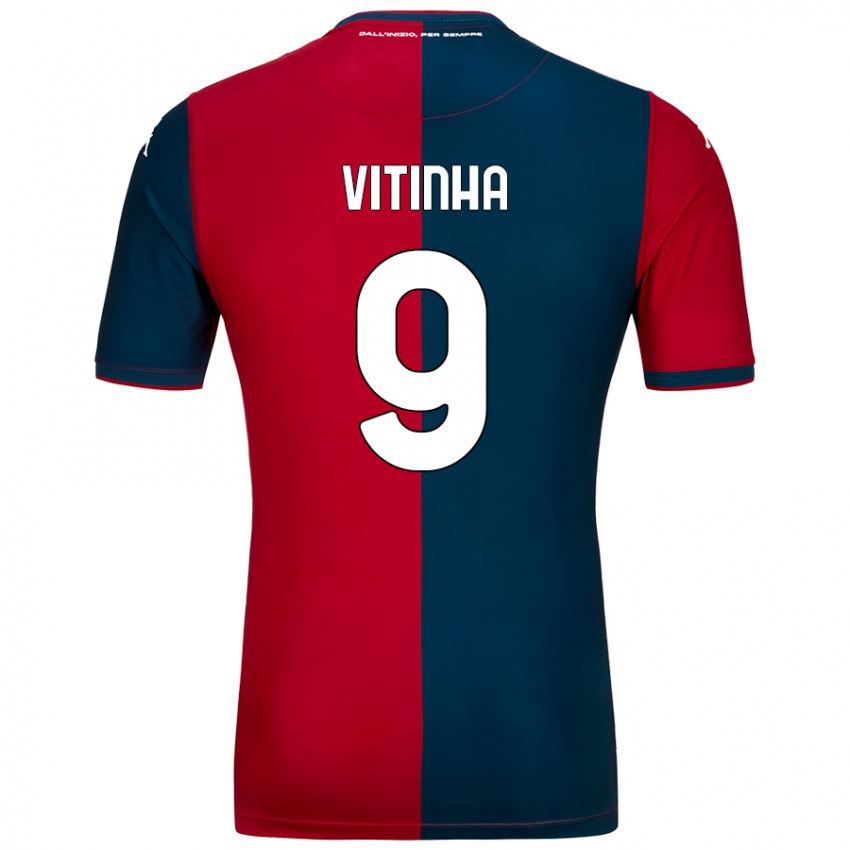 Criança Camisola Vitinha #9 Azul Escuro Vermelho Principal 2024/25 Camisa