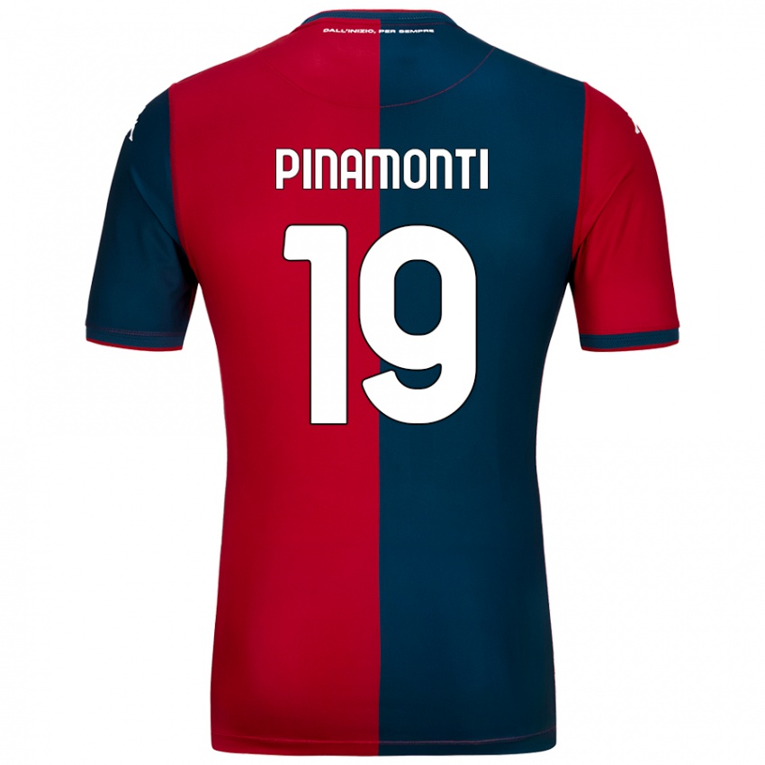 Criança Camisola Andrea Pinamonti #19 Azul Escuro Vermelho Principal 2024/25 Camisa