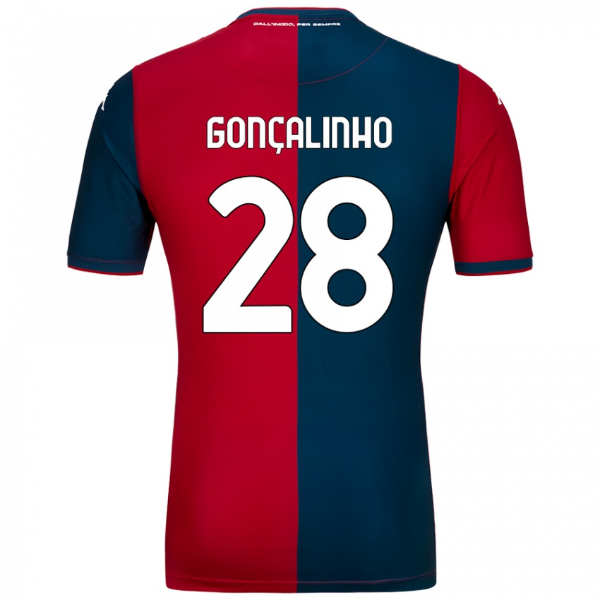 Criança Camisola João Gonçalinho #28 Azul Escuro Vermelho Principal 2024/25 Camisa