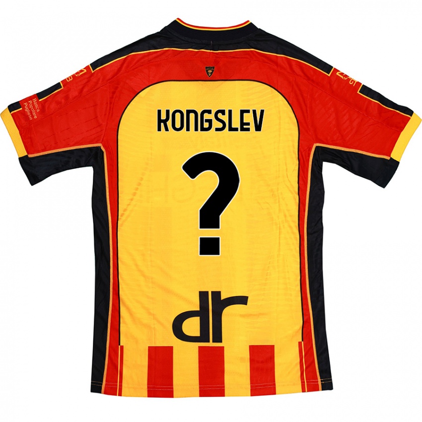 Criança Camisola Frederik Kongslev #0 Vermelho Amarelo Principal 2024/25 Camisa