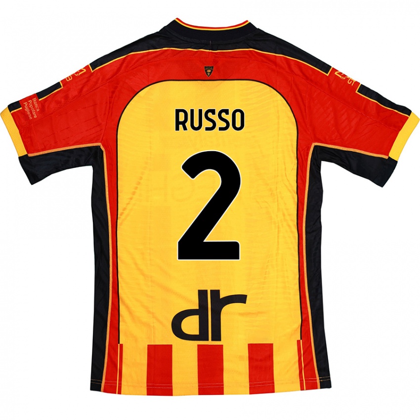 Criança Camisola Luca Russo #2 Vermelho Amarelo Principal 2024/25 Camisa