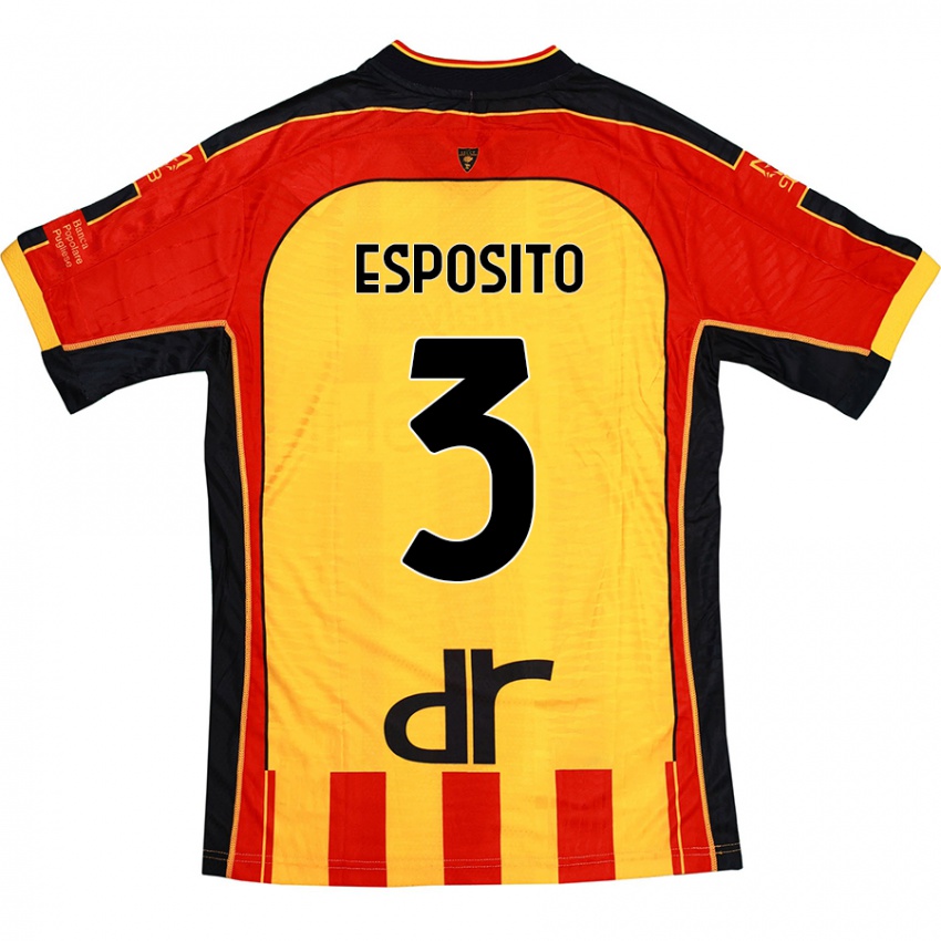 Criança Camisola Sebastian Esposito #3 Vermelho Amarelo Principal 2024/25 Camisa