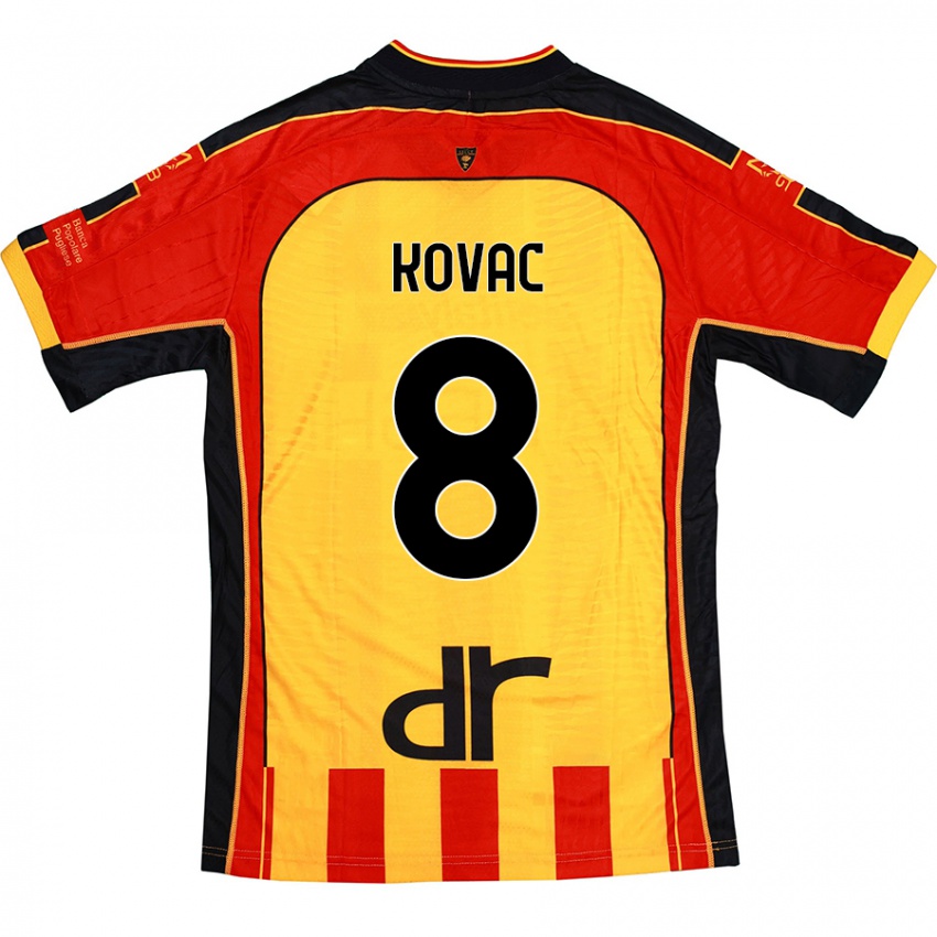 Criança Camisola Niko Kovac #8 Vermelho Amarelo Principal 2024/25 Camisa