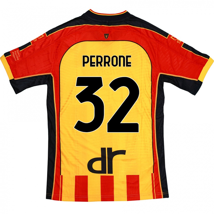 Criança Camisola Samuele Perrone #32 Vermelho Amarelo Principal 2024/25 Camisa