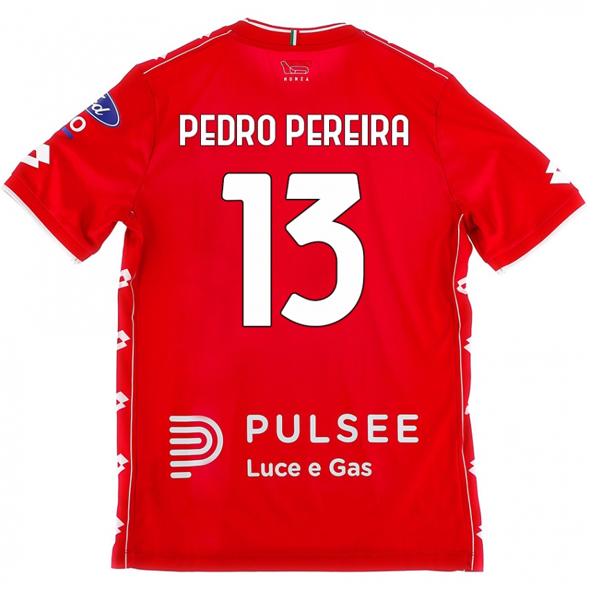 Criança Camisola Pedro Pereira #13 Branco Vermelho Principal 2024/25 Camisa