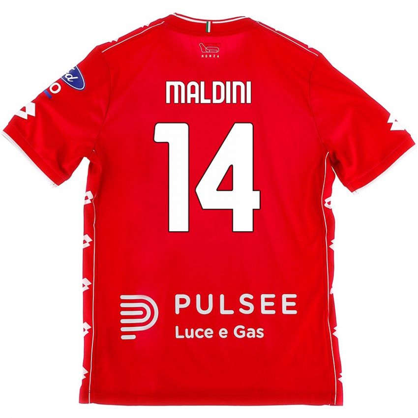 Criança Camisola Daniel Maldini #14 Branco Vermelho Principal 2024/25 Camisa