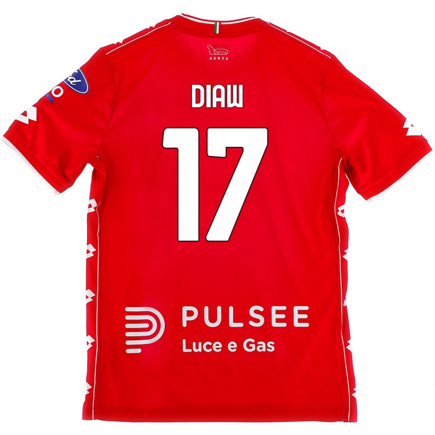 Criança Camisola Davide Diaw #17 Branco Vermelho Principal 2024/25 Camisa