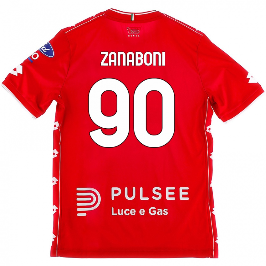 Criança Camisola Emanuele Zanaboni #90 Branco Vermelho Principal 2024/25 Camisa