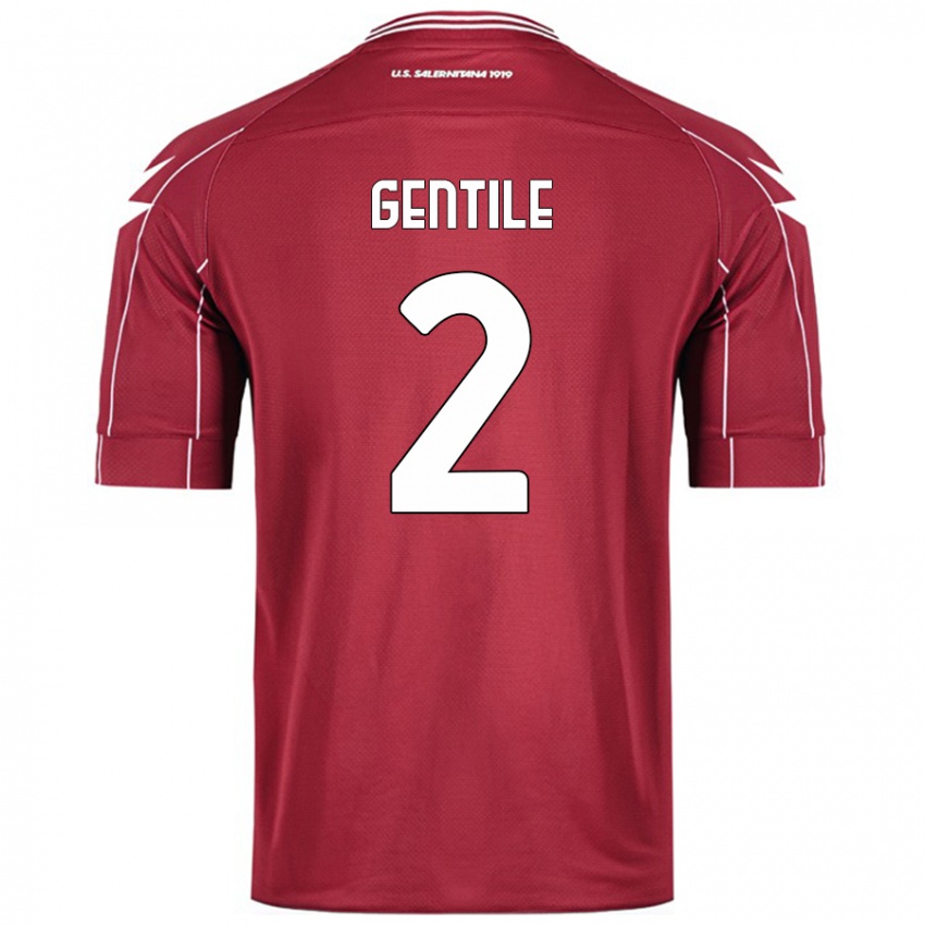 Criança Camisola Davide Gentile #2 Borgonha Principal 2024/25 Camisa