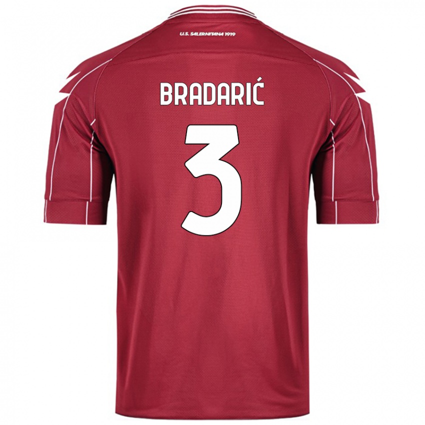 Criança Camisola Domagoj Bradarić #3 Borgonha Principal 2024/25 Camisa