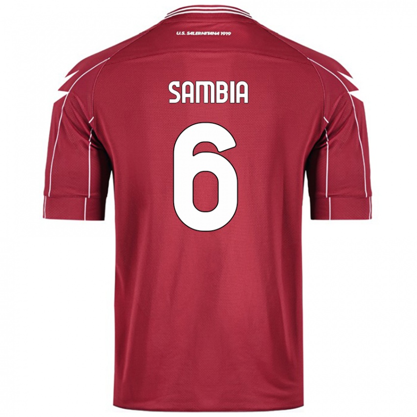 Criança Camisola Junior Sambia #6 Borgonha Principal 2024/25 Camisa