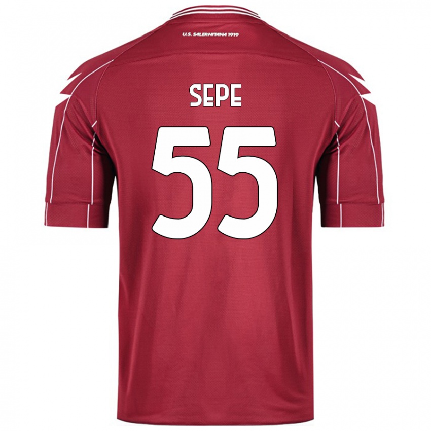 Criança Camisola Luigi Sepe #55 Borgonha Principal 2024/25 Camisa