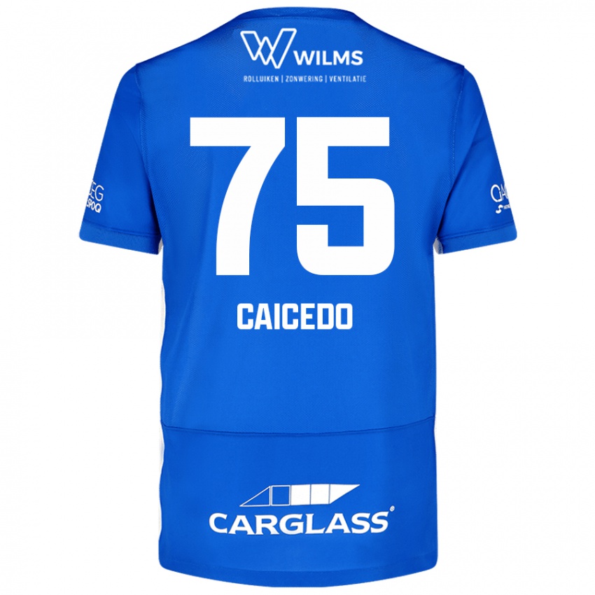 Criança Camisola Alfred Caicedo #75 Azul Principal 2024/25 Camisa