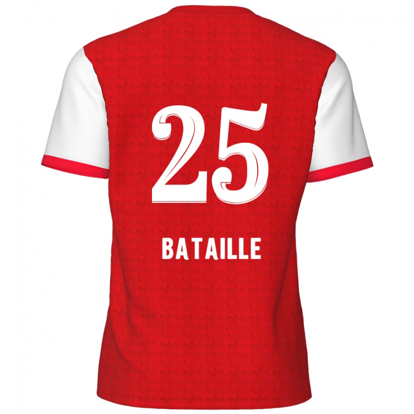 Criança Camisola Jelle Bataille #25 Branco Vermelho Principal 2024/25 Camisa