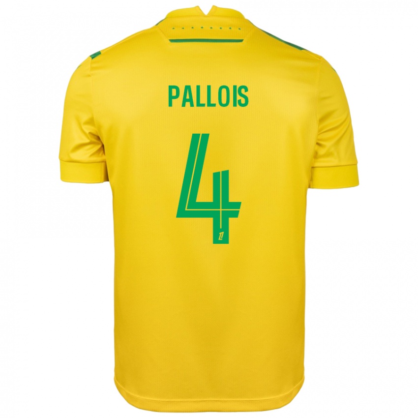 Criança Camisola Nicolas Pallois #4 Verde Amarelo Principal 2024/25 Camisa