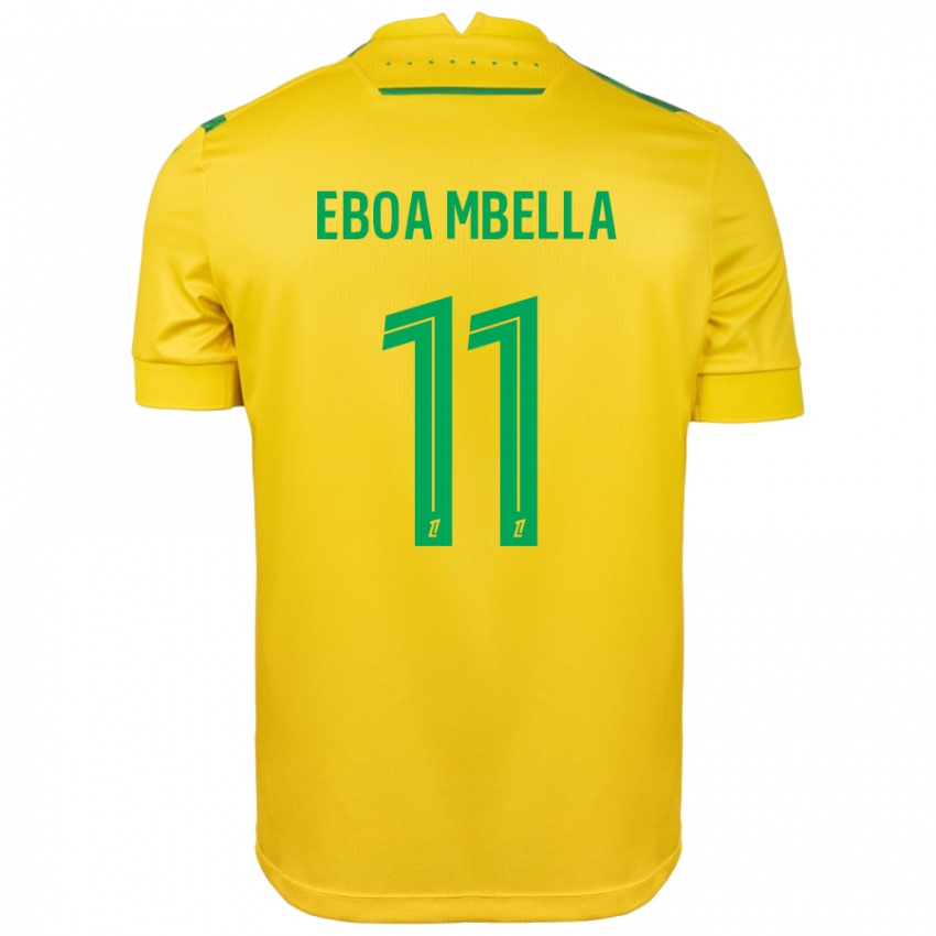 Criança Camisola Eden Eboa Mbella #11 Verde Amarelo Principal 2024/25 Camisa