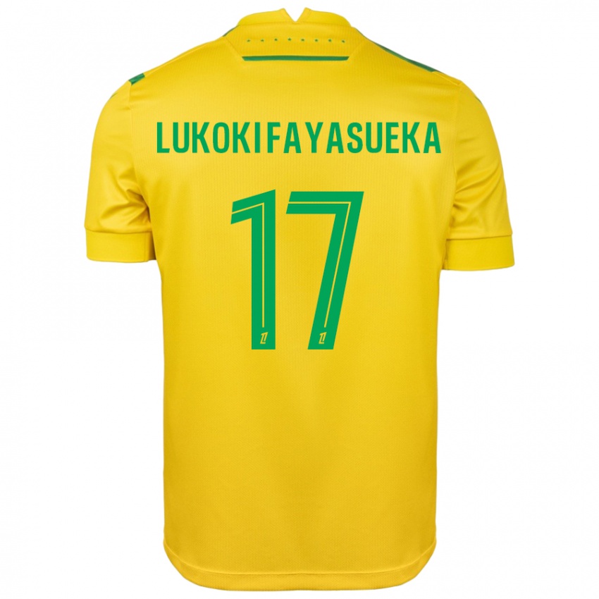 Criança Camisola Kévin Lukoki Fayasueka #17 Verde Amarelo Principal 2024/25 Camisa