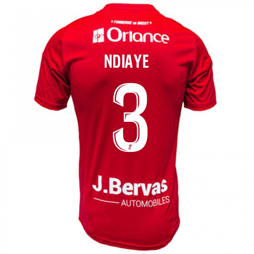 Criança Camisola Abdoulaye Ndiaye #3 Branco Vermelho Principal 2024/25 Camisa