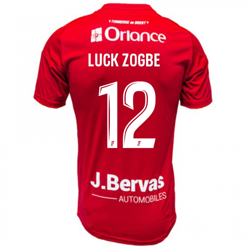 Criança Camisola Luck Zogbé #12 Branco Vermelho Principal 2024/25 Camisa