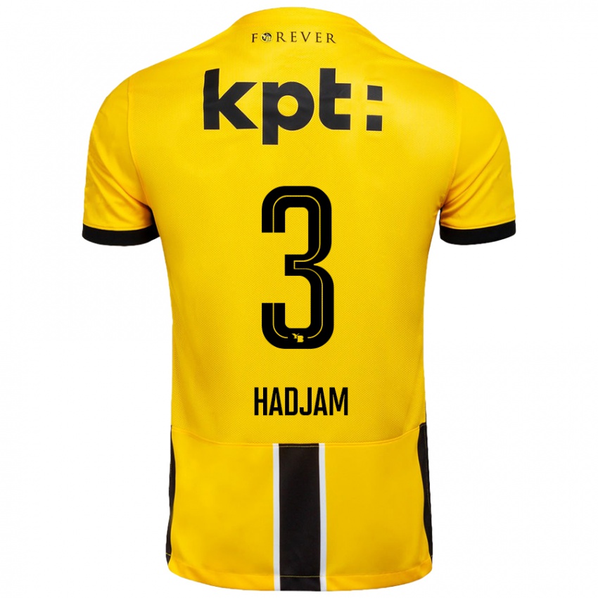 Criança Camisola Jaouen Hadjam #3 Preto Amarelo Principal 2024/25 Camisa