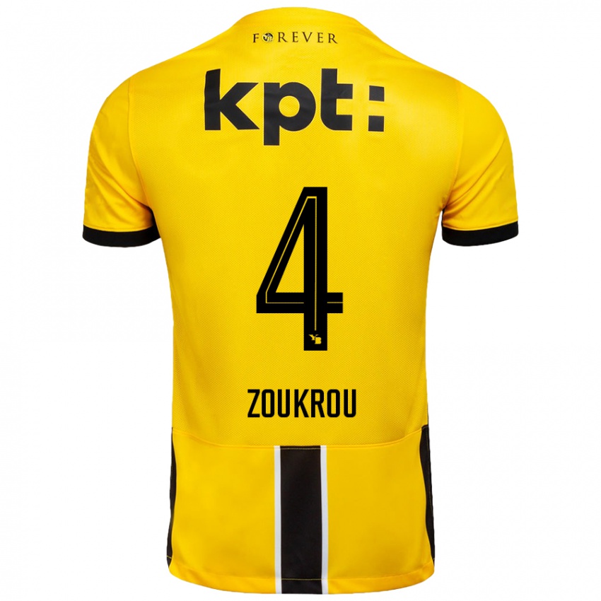 Criança Camisola Tanguy Zoukrou #4 Preto Amarelo Principal 2024/25 Camisa