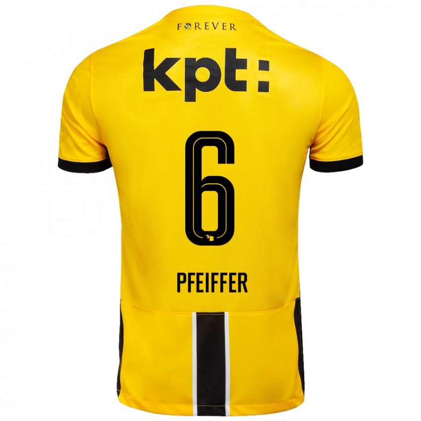 Criança Camisola Patric Pfeiffer #6 Preto Amarelo Principal 2024/25 Camisa