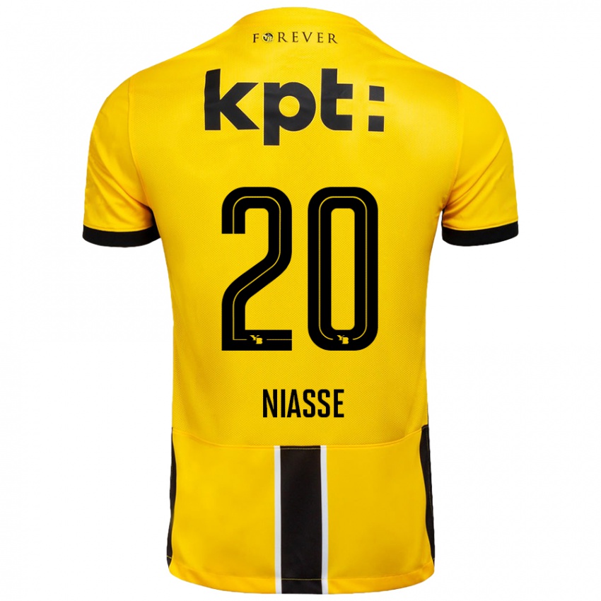 Criança Camisola Cheikh Niasse #20 Preto Amarelo Principal 2024/25 Camisa