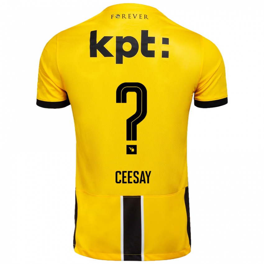 Criança Camisola Ebrahim Ceesay #0 Preto Amarelo Principal 2024/25 Camisa