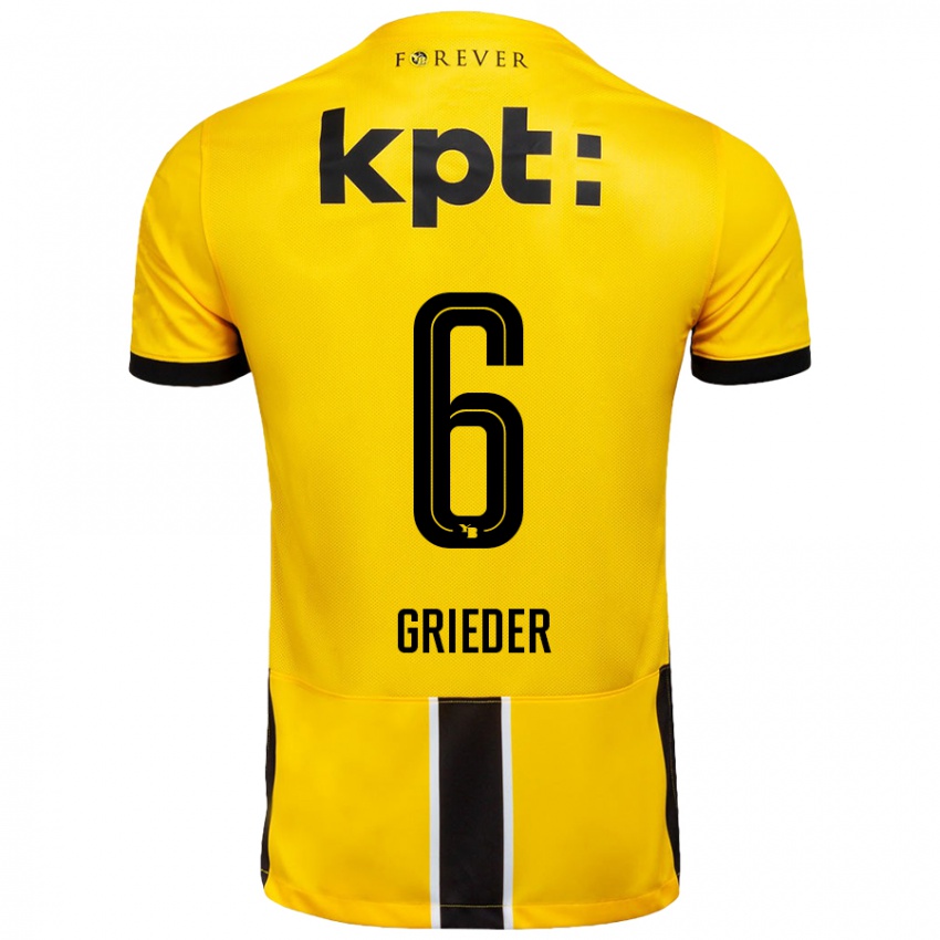 Criança Camisola Lionel Grieder #6 Preto Amarelo Principal 2024/25 Camisa