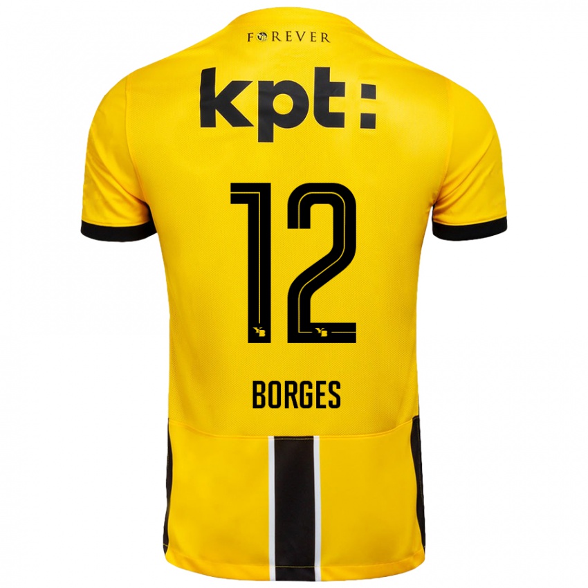 Criança Camisola David Borges #12 Preto Amarelo Principal 2024/25 Camisa