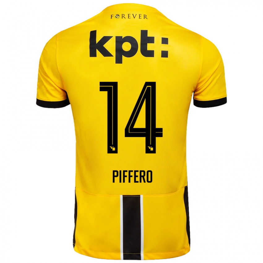 Criança Camisola David Piffero #14 Preto Amarelo Principal 2024/25 Camisa