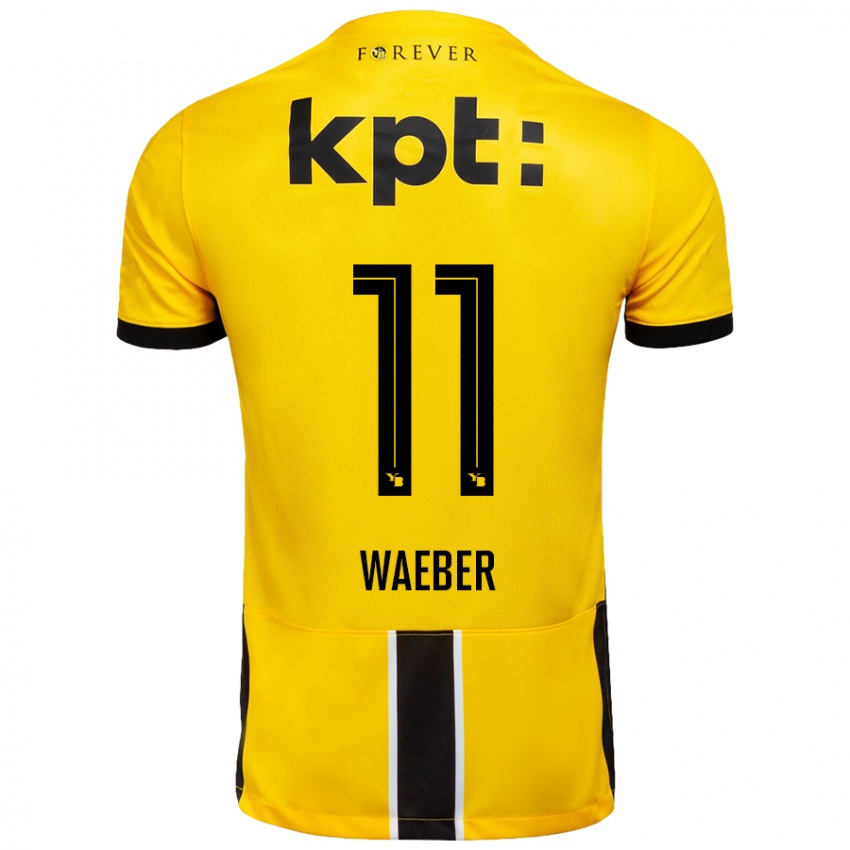 Criança Camisola Stéphanie Waeber #11 Preto Amarelo Principal 2024/25 Camisa