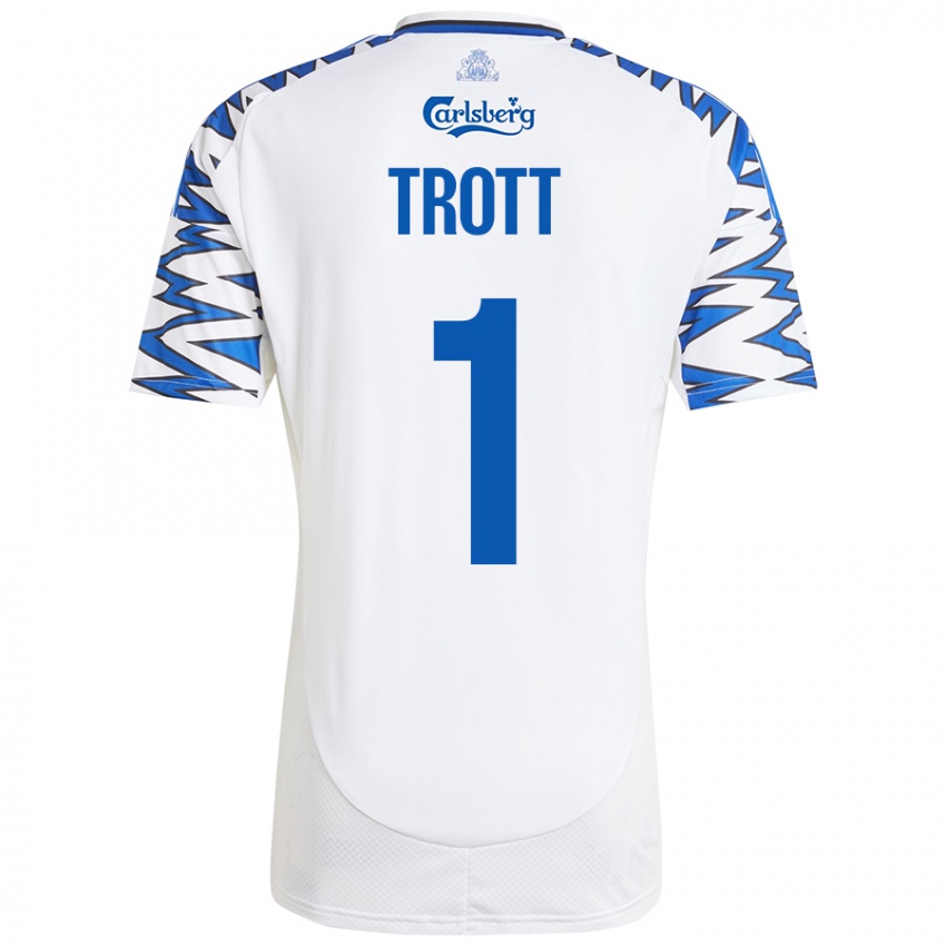 Criança Camisola Nathan Trott #1 Céu Branco Azul Principal 2024/25 Camisa