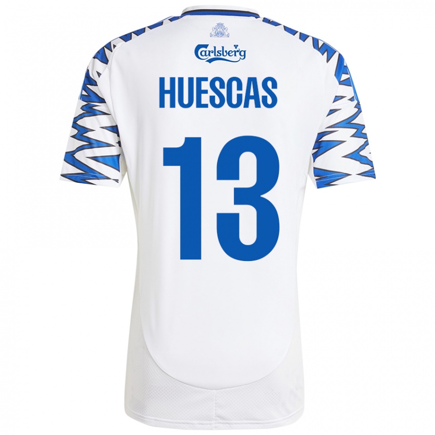 Criança Camisola Rodrigo Huescas #13 Céu Branco Azul Principal 2024/25 Camisa