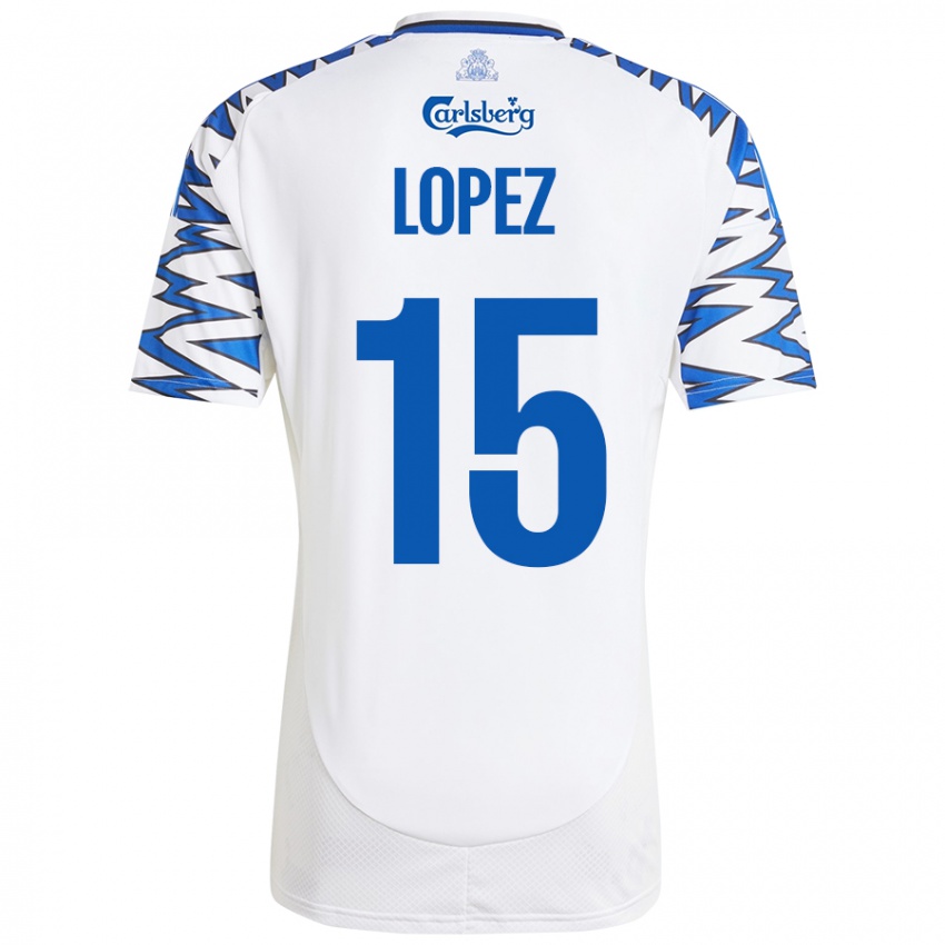 Criança Camisola Marcos López #15 Céu Branco Azul Principal 2024/25 Camisa