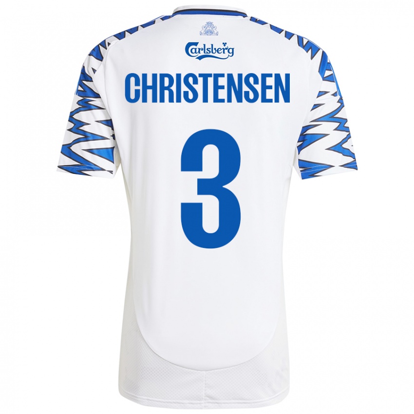 Criança Camisola Sebastian Christensen #3 Céu Branco Azul Principal 2024/25 Camisa