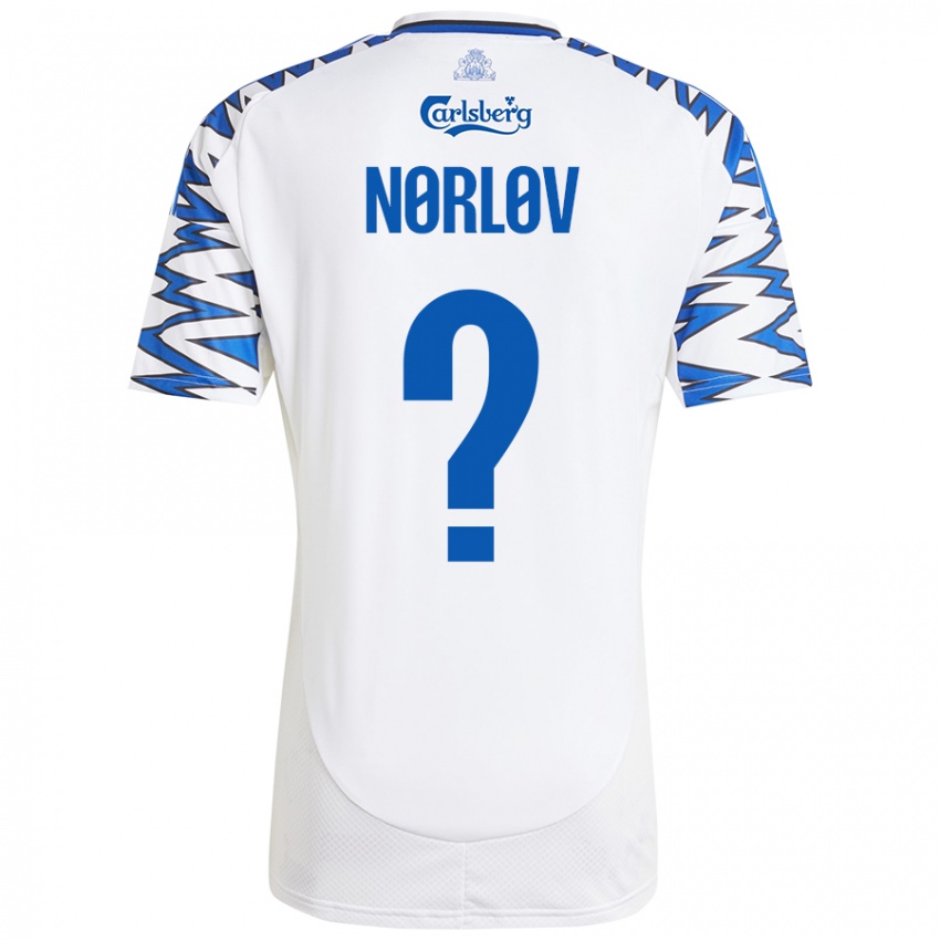 Criança Camisola William Nørløv #0 Céu Branco Azul Principal 2024/25 Camisa