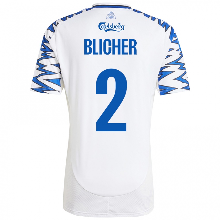 Criança Camisola Nicolai Blicher #2 Céu Branco Azul Principal 2024/25 Camisa