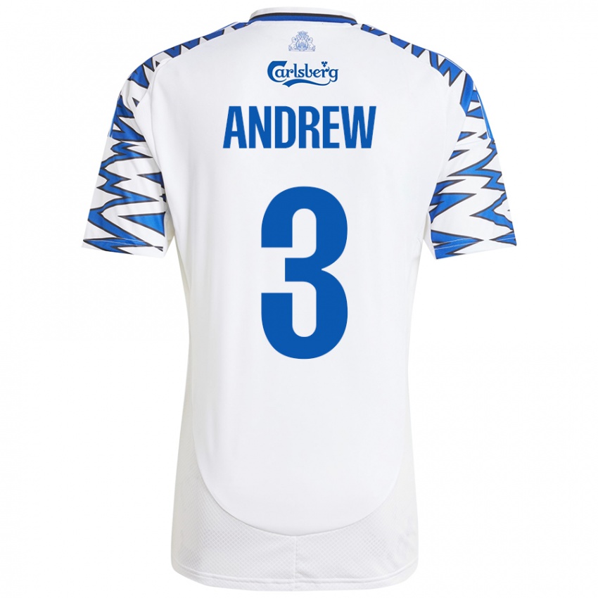 Criança Camisola Tristan Andrew #3 Céu Branco Azul Principal 2024/25 Camisa