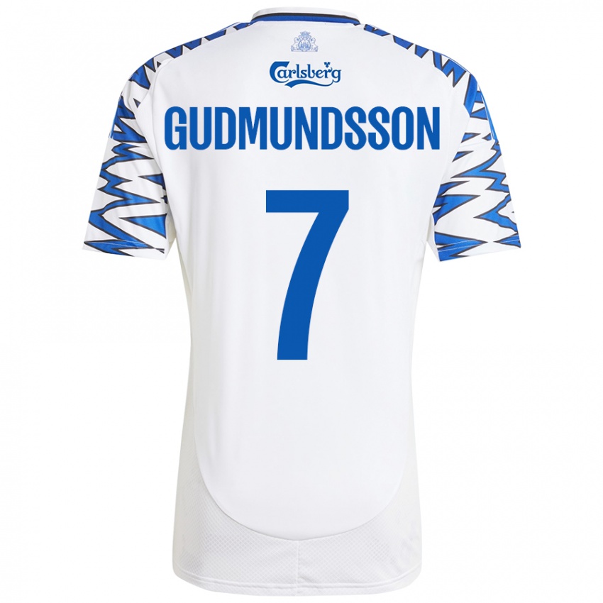 Criança Camisola Galdur Gudmundsson #7 Céu Branco Azul Principal 2024/25 Camisa